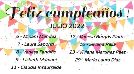 cumpleaños de Julio 2022